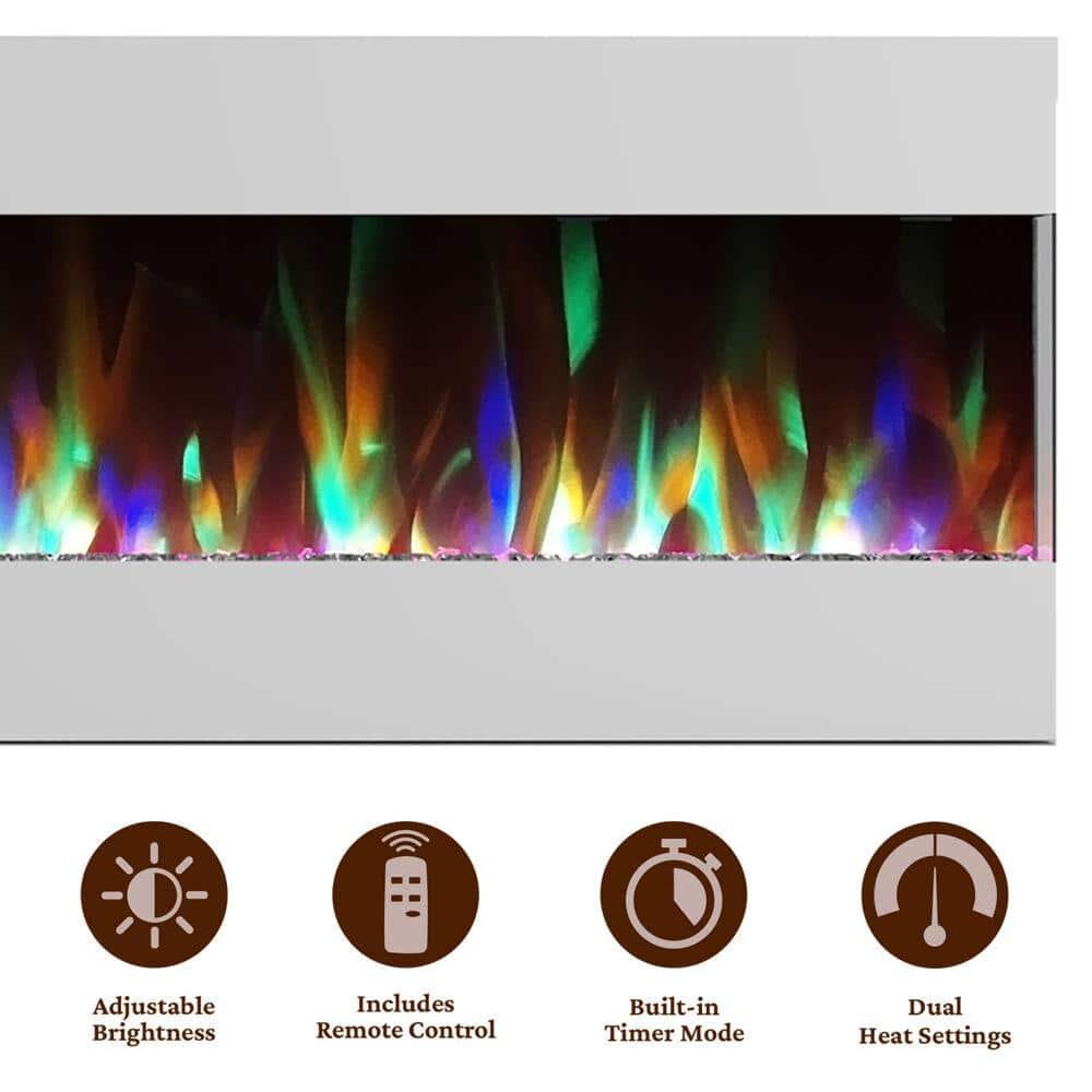 Cambridge Cambridge Recessed Wall Mounted Electric Fireplace with Crystal Rock Display