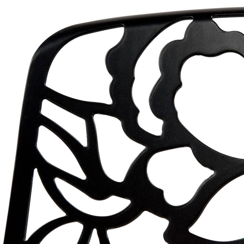 LeisureMod Devon Modern Aluminum Outdoor Stackable Dining Chair, Black