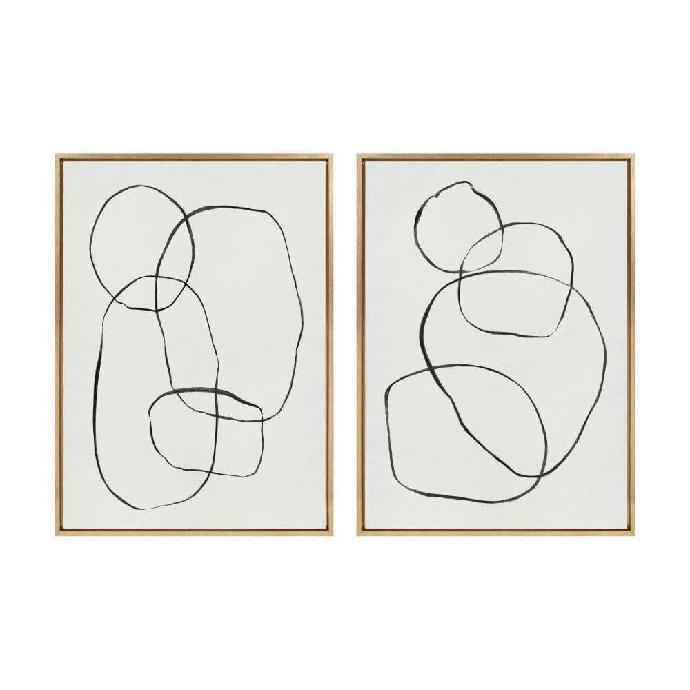 Kate & Laurel All Things Decor: 28"x38" Sylvie Abstract Canvas Art Set, Teju Reval Gold Frame