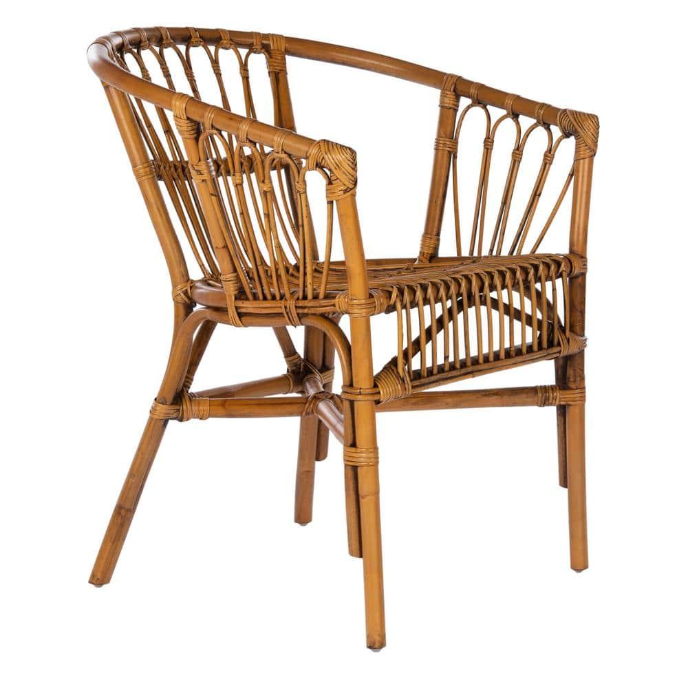 Adriana Rattan Accent Chair - Set of 2 - ACH6505 - Honey Brown Wash - Safavieh