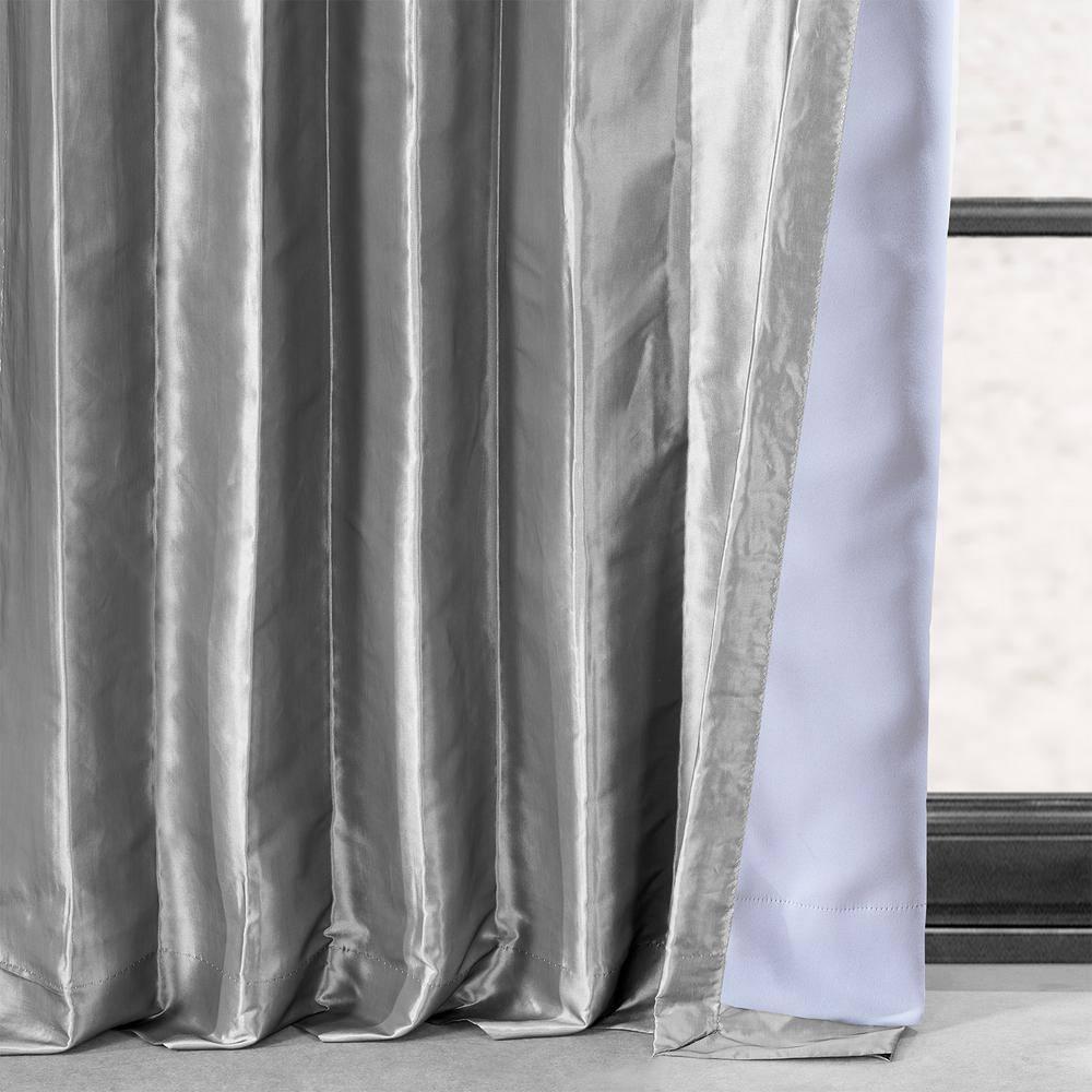 Platinum Blackout Faux Silk Taffeta Curtain (1 Panel), Platinum, 50W X 84L