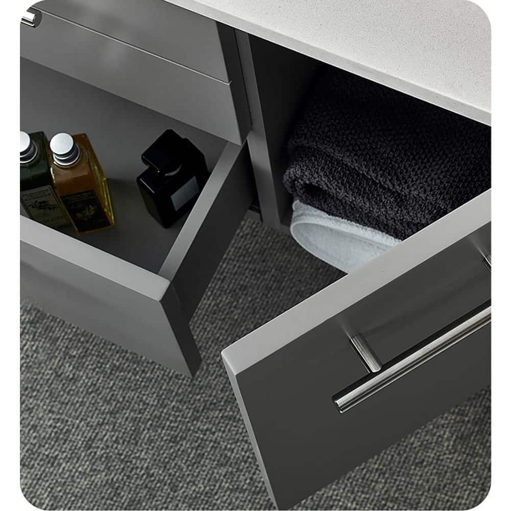 Fresca Lucera 60" Wall Mount Double Undermount Sink Bathroom Vanity Base Only (Top & Sink Not Included)