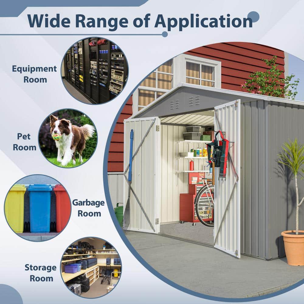 10X8 FT Outdoor Storage Shed, Metal Tool Shed & Outdoor Storage with Lockable Door and Vents Ideal for Bicycles, Tools, Lawnmowers, Backyards, Patios, Lawns