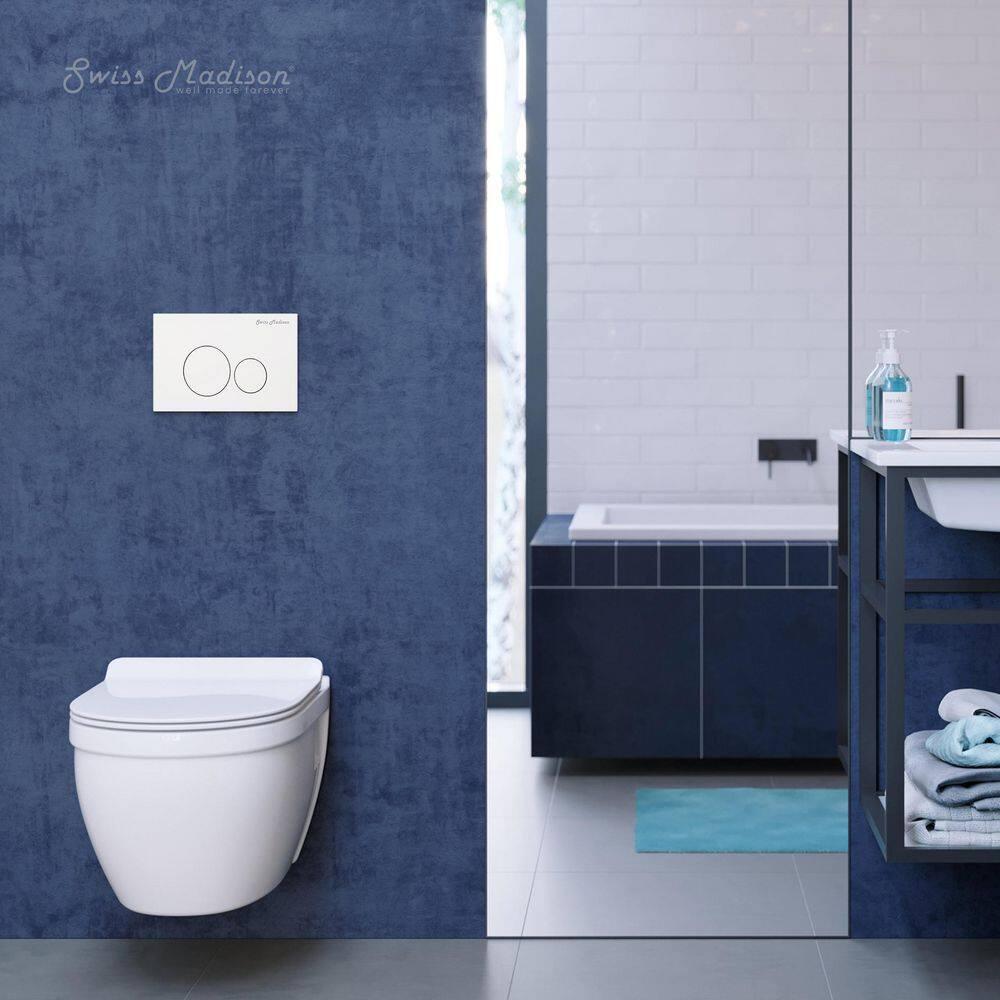 Swiss Madison SM-WT0901GW Ivy Wall-Hung Toilet Bundle 0.8/1.6 GPF Dual Flush With Flush Plate