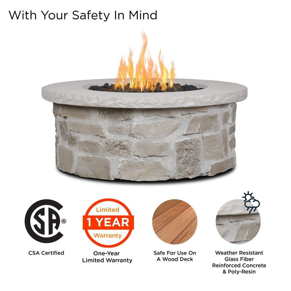 Real Flame Scottsdale 40" Round Stone Propane Fire Pit Table By Real Flame