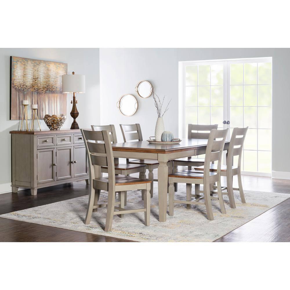 Vista Solid Wood Ladderback Chairs in Distressed Hickory/Stone - Set of 2