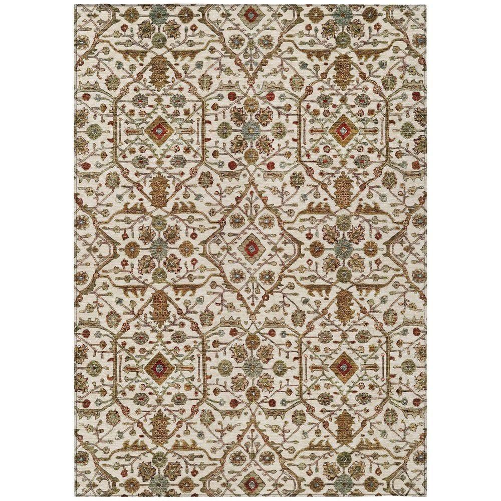 Addison Rugs Chantille Indoor/Outdoor Transitional Geometric, Abstract Ivory Washable Rectangle Rug, 2'6" x 3'10"