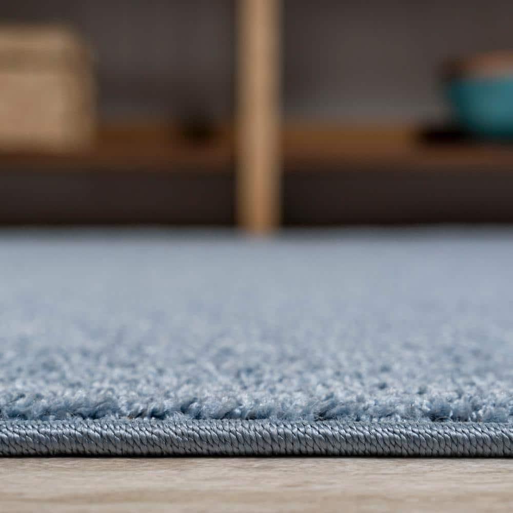 8'x10' Haze Solid Low-Pile Area Rug, Classic Blue - JONATHAN Y