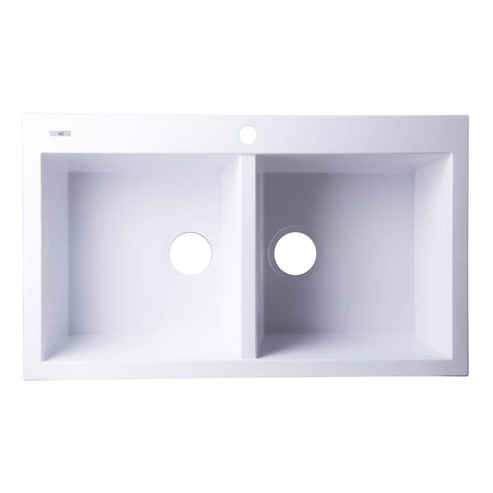 34'' L Drop-In Double Bowl Granite Kitchen Sink