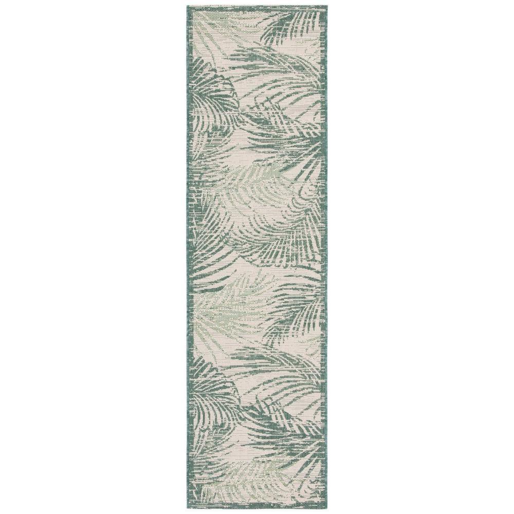 Courtyard CY7557 Power Loomed Indoor/Outdoor Runner Rug - Beige/Green - 2'3"x8' - Safavieh.