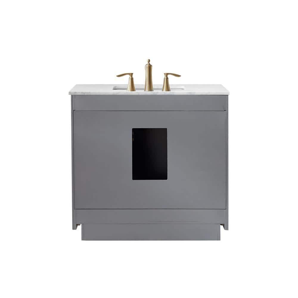 Ivy 36" Marble Countertop Single Vanity w/o Mirror Gray