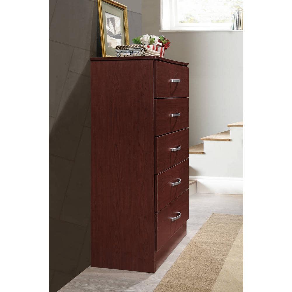 Hodedah 5-Drawer Dresser, Mahogany