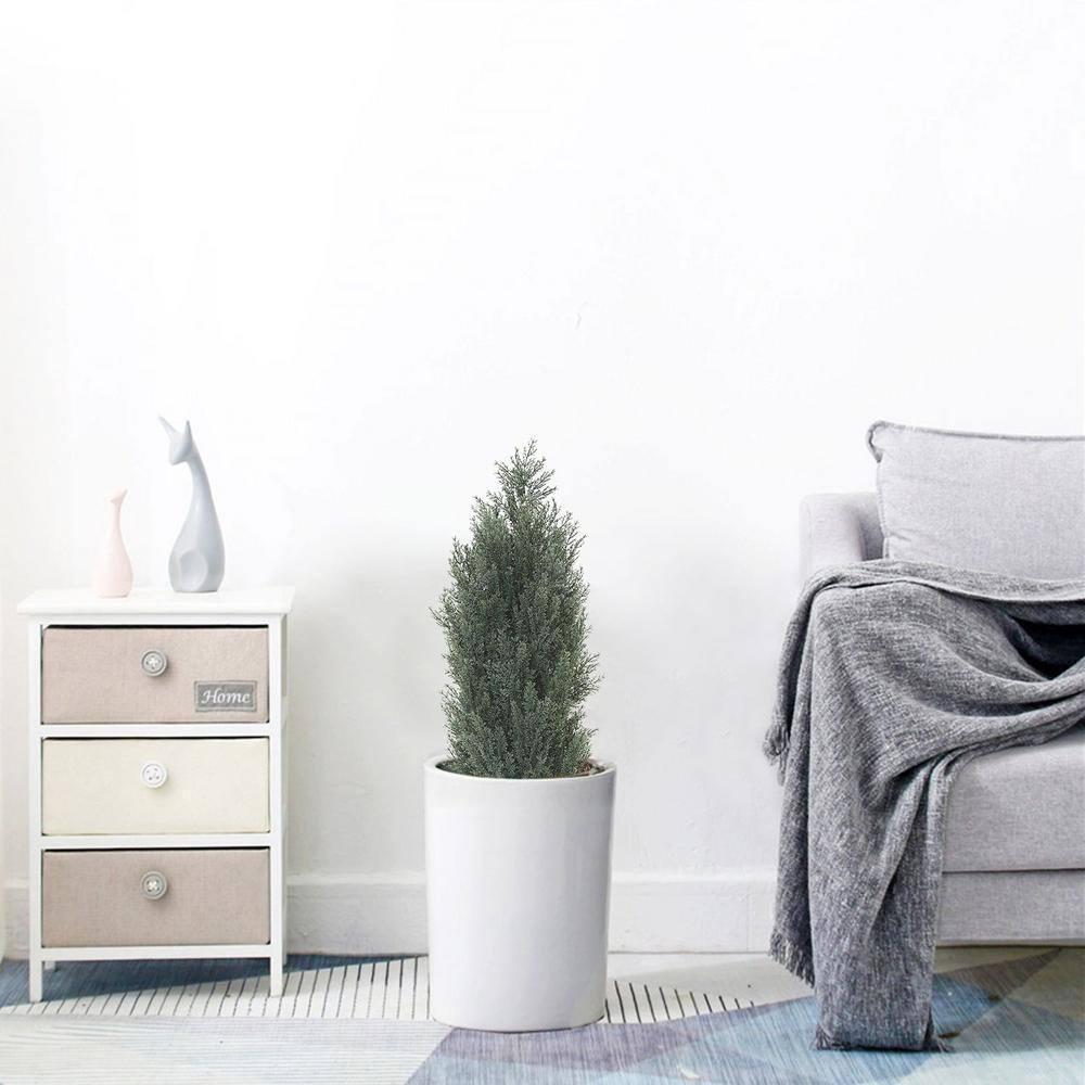 Poetree 2 Pack 3 ft Cedar Plants Outdoor Artificial Topiary Fake Tree UV Resistant Potted Tree for Porch Decor Faux Pine Tree