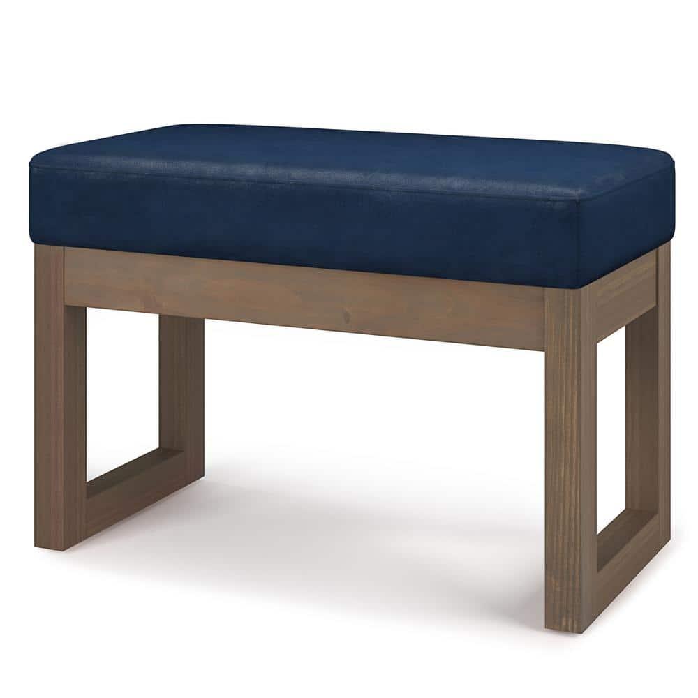 Simpli Home Milltown Ottoman Bench with Upholstered Seat and Solid Wood Frame