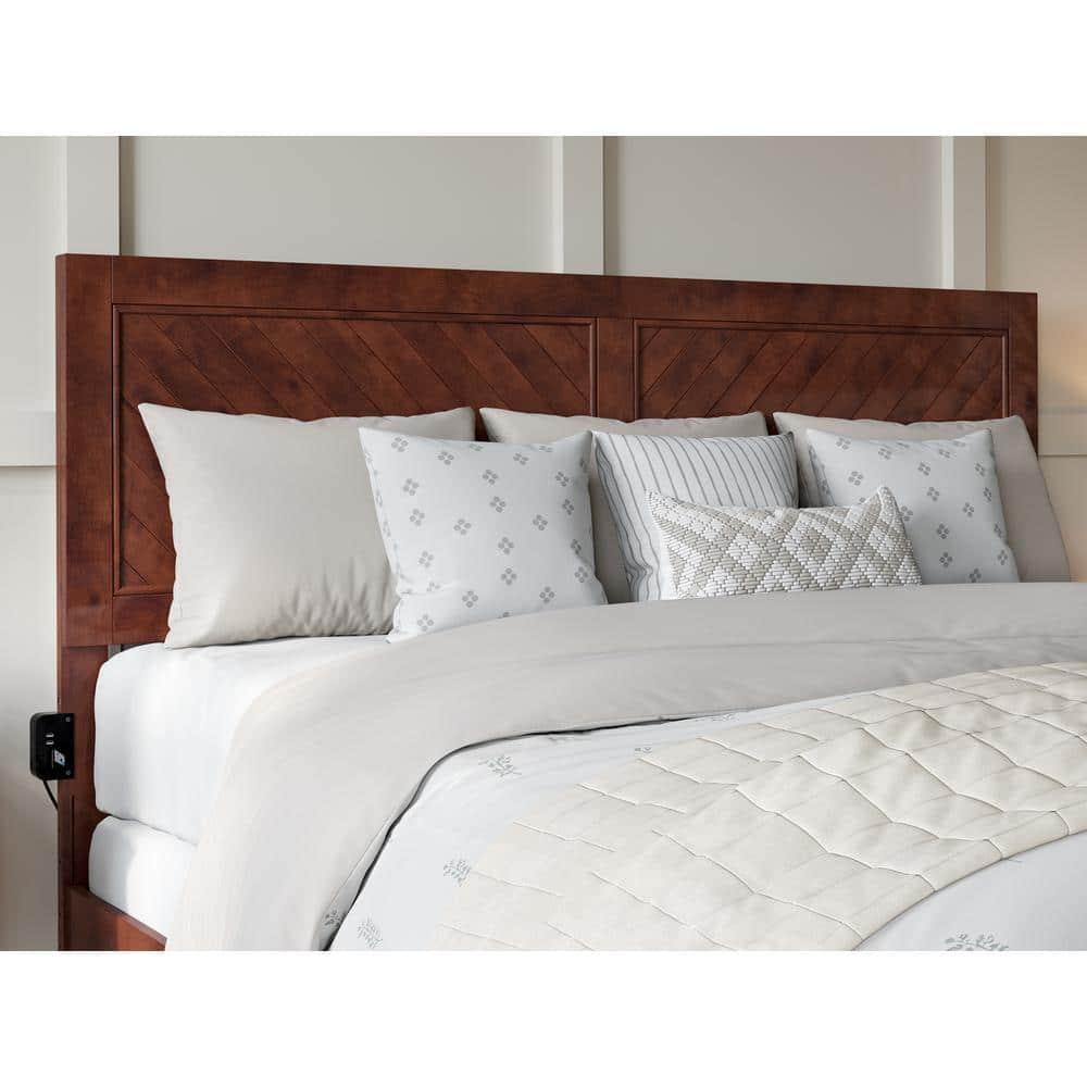 HomeStock Artisanal Artistry King Foundation Bed Frame with Matching Footboard in Walnut