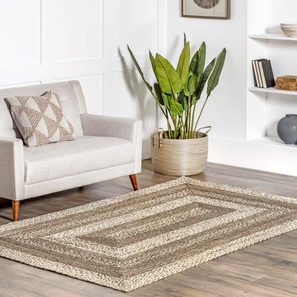 Nuloom Charlene Braided Border Jute Indoor Area Rug 8x10 in Natural