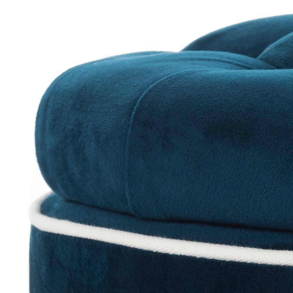 Amelia Tufted Storage Ottoman - Navy - Safavieh