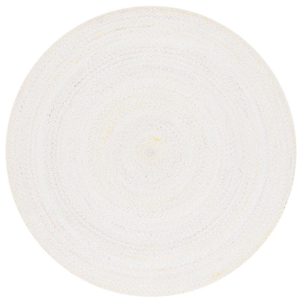 Braided BRD804 Hand Woven Area Rug - Ivory/Yellow - 3' round - Safavieh.
