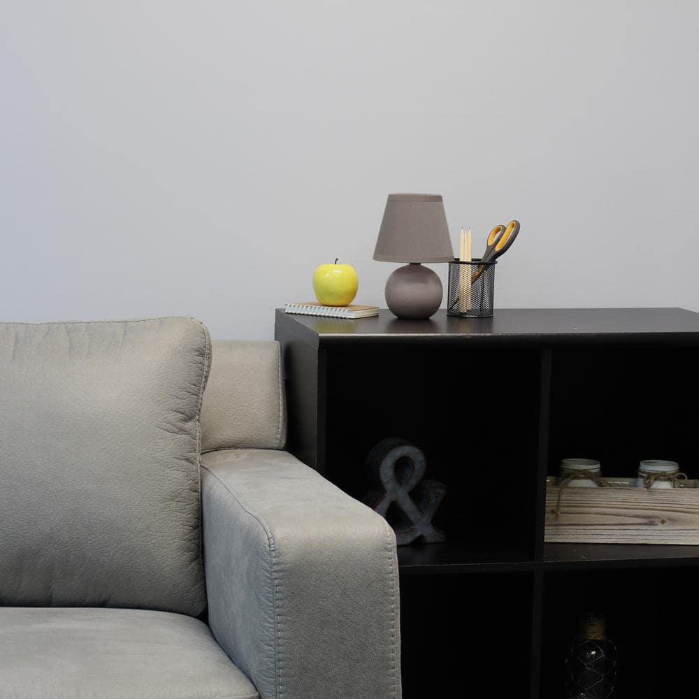 Simple Designs 8.66" Compact Ceramic Globe Table Lamp with Stylish Shade (Includes LED Light Bulb) Gray