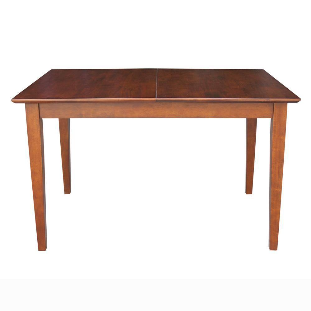 32"x48" Shaker Extendable Dining Table Brown - International Concepts: Seats 6, Solid Wood