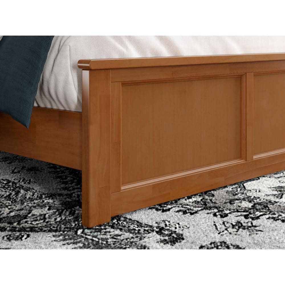 AFI Charlotte King Wood Low Profile Platform Bed with Matching Footboard, Light Toffee