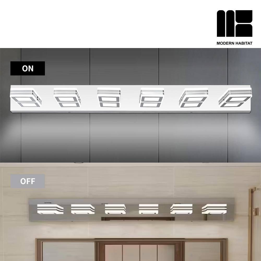 GlamourGaze 39 in. 6-Light Chrome LED Vanity Light with Bathroom