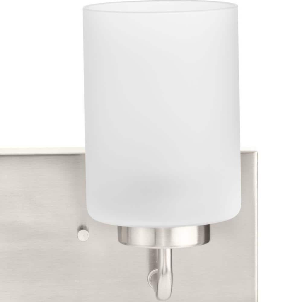 Progress Lighting Merry Collection 2-Light Brushed Nickel Etched Glass Transitional Bath Vanity Light