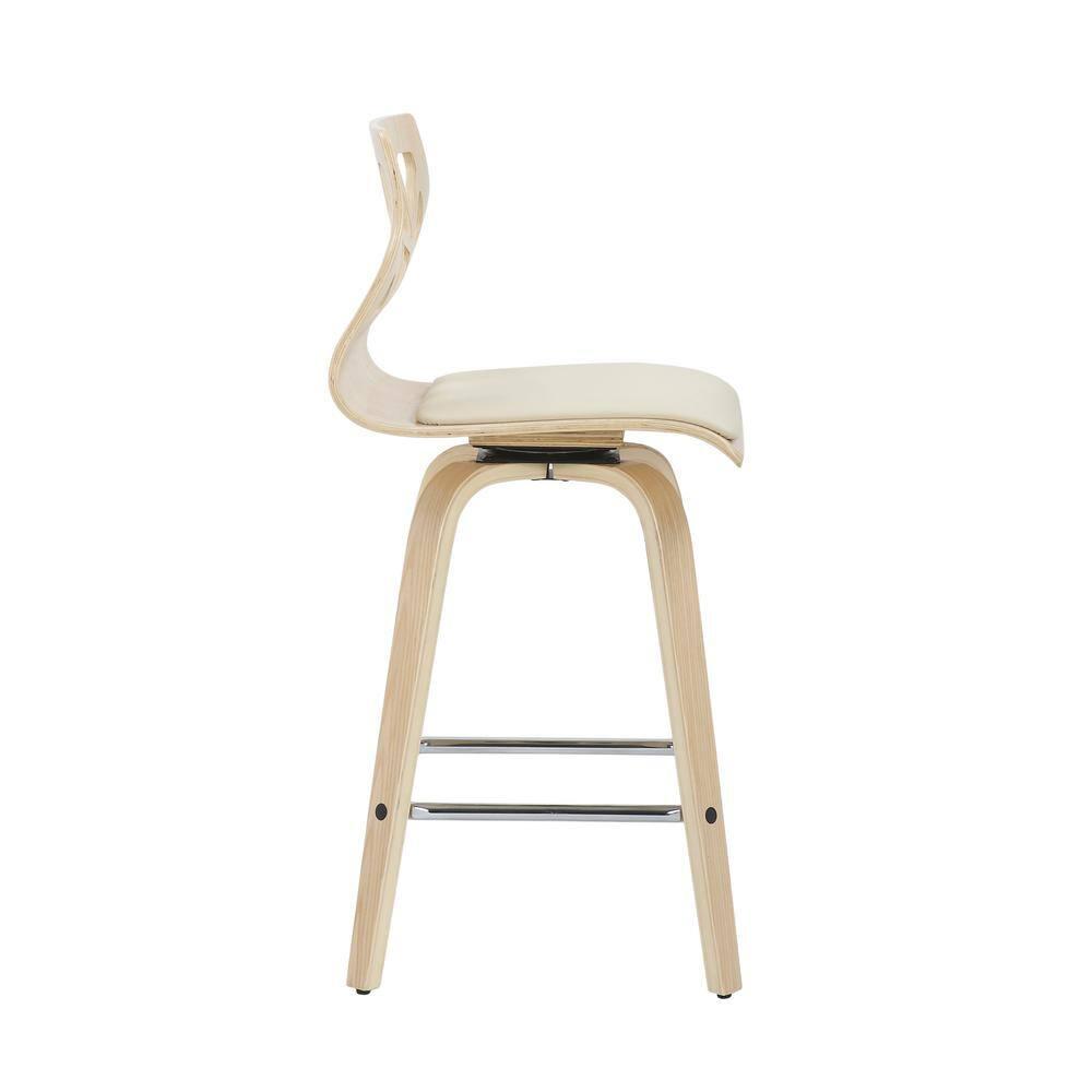 Set of 2 Folia Upholstered Counter Height Barstools Cream/Natural - Lumisource: Wood Frame, Padded Seat, 26" Height