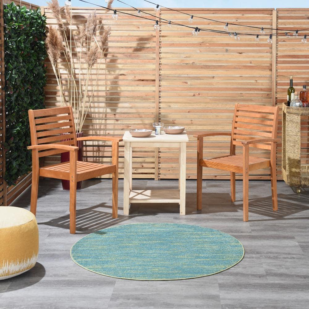 Nourison Nourison Essentials NRE01 Indoor/outdoor Area Rug - Blue Green 4' x round