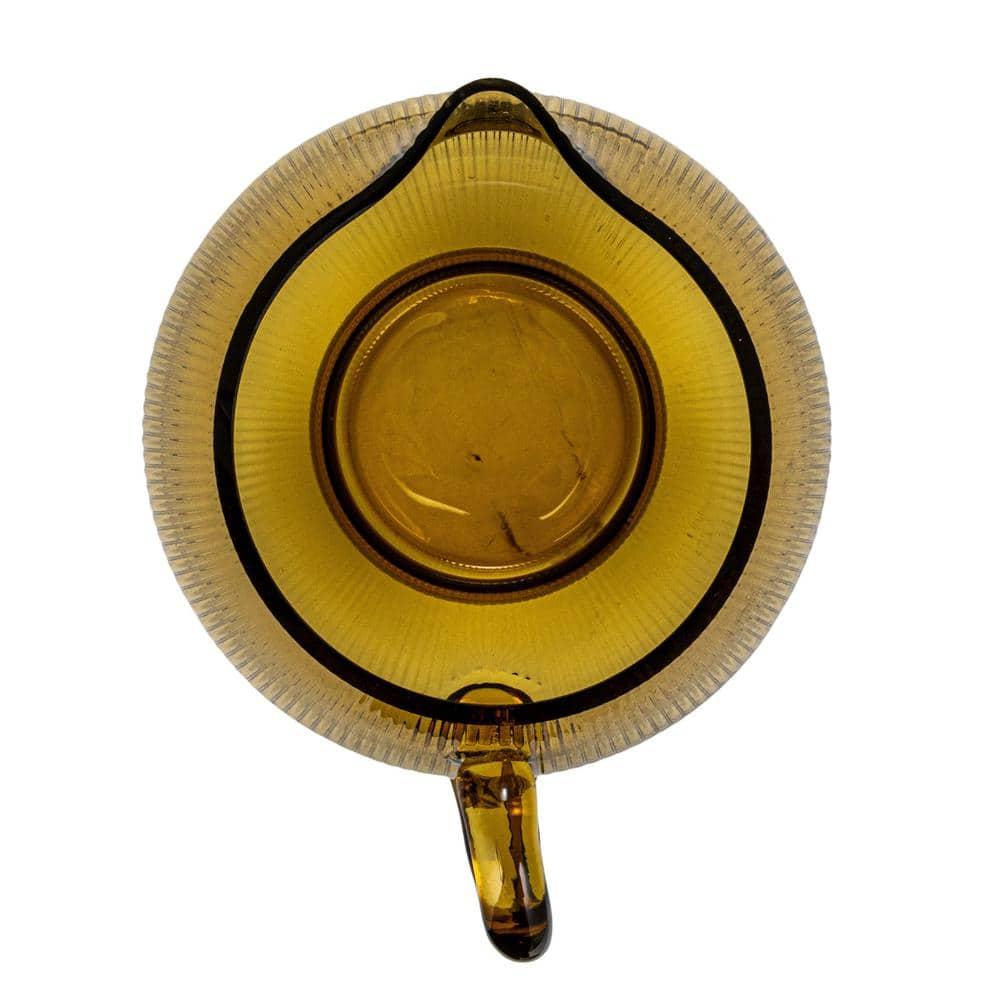 Creative Co-Op Round Ribbed Glass Pitcher, Amber