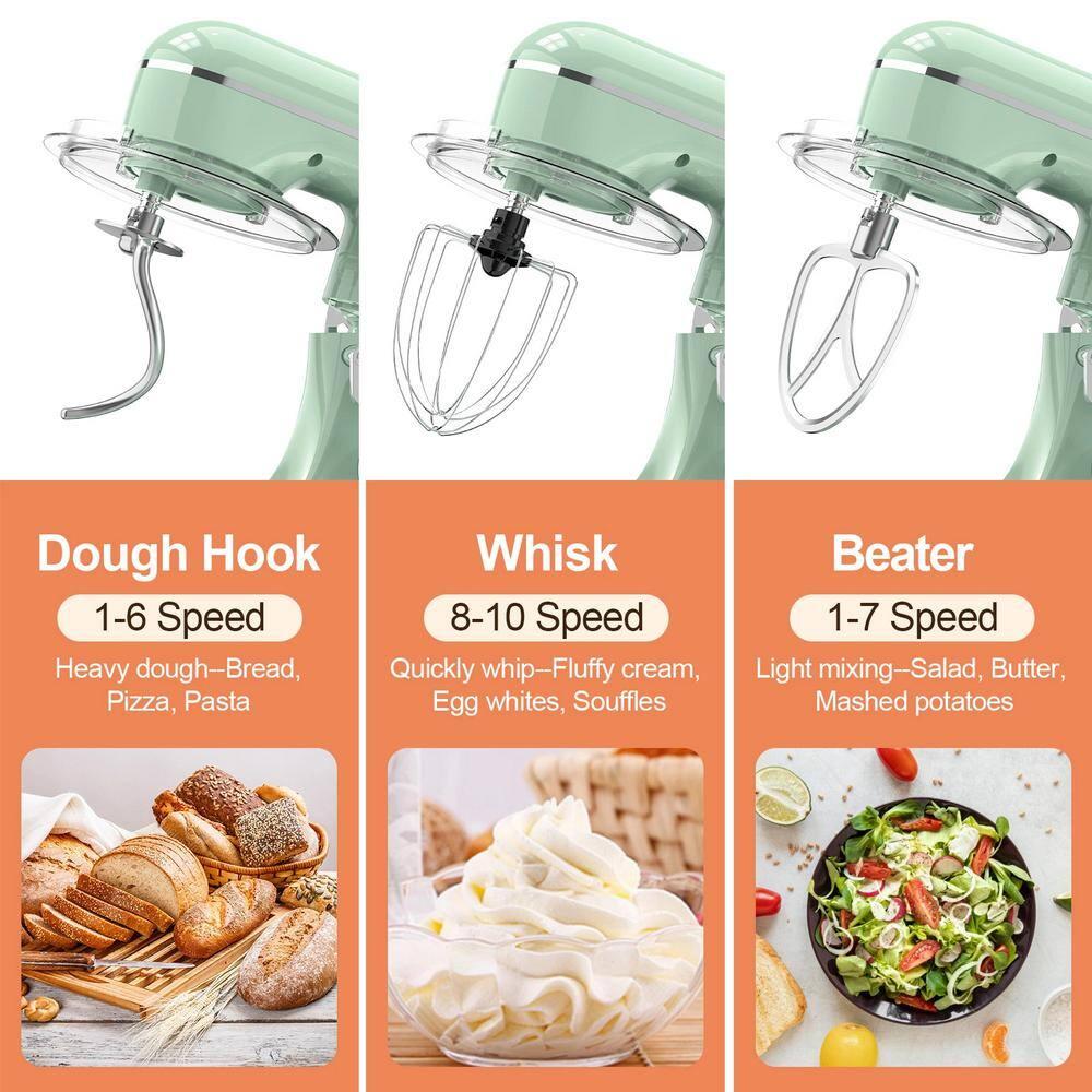 3-IN-1 Electric Stand Mixer, 6.5QT Bowl 660W 10-Speed Kitchen Mixer, Household Food Mixers include Dough Hook, Beater and Whisk, Bread Cake Mixer for Baking and Most Home Cooks, Purple