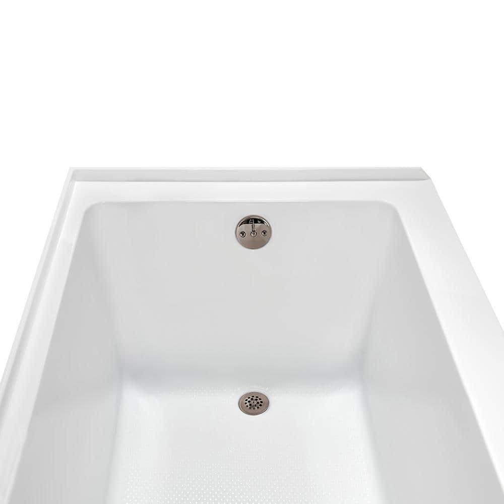 Streamline Bath Streamline 66 in. x 32 in. Acrylic Right-Hand Drain Alcove Bathtub in Glossy White With External Drain NAL-5620-BNK