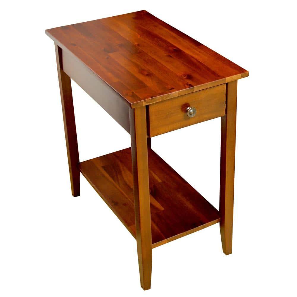 Solid Acacia Wood 23 in. Mahogany Recliner End Table
