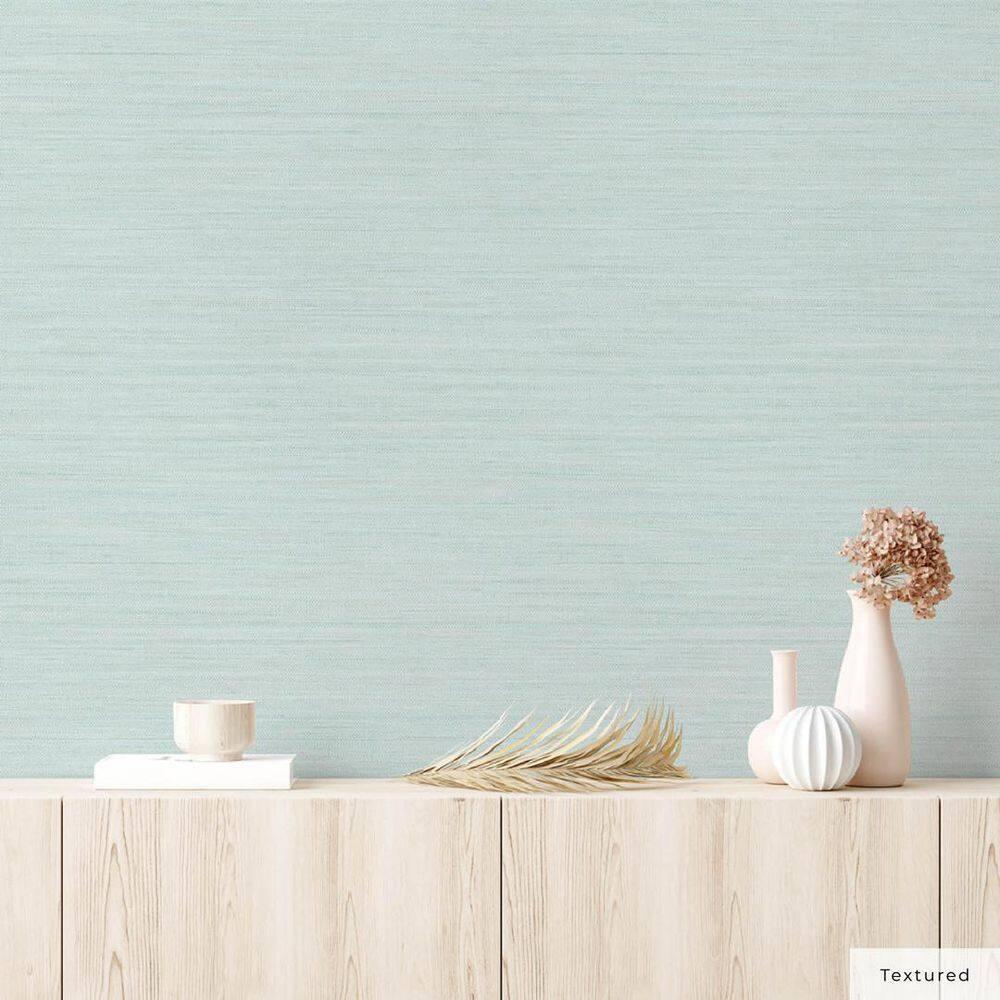 Tempaper & Co.® Faux Horizontal Grasscloth Removable Peel and Stick Wallpaper, Textured Seaglass, 56 sq ft: Vinyl, Prepasted