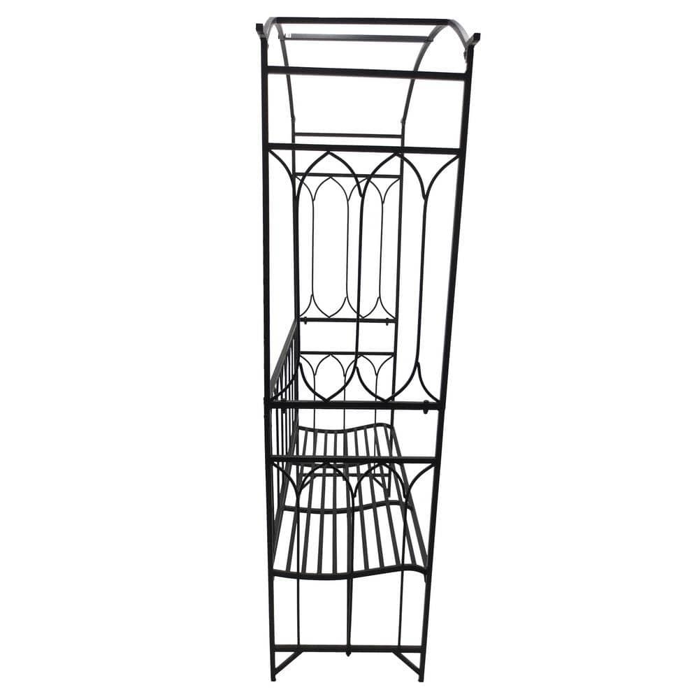 Outsunny Metal Trellis Arbor Arch for Climbing Plants with Garden Bench, Grow Grapes & Vines, Decorative Seating, 484 lbs. Weight Capacity, Black