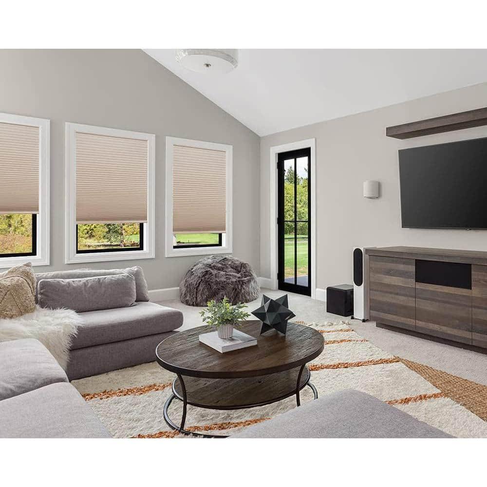 Redi Shade No Tools Easy Lift Trim-at-Home Cordless Cellular Blackout Fabric Shade Natural, 60 in x 64 in, (Fits windows 43 in - 60 in)