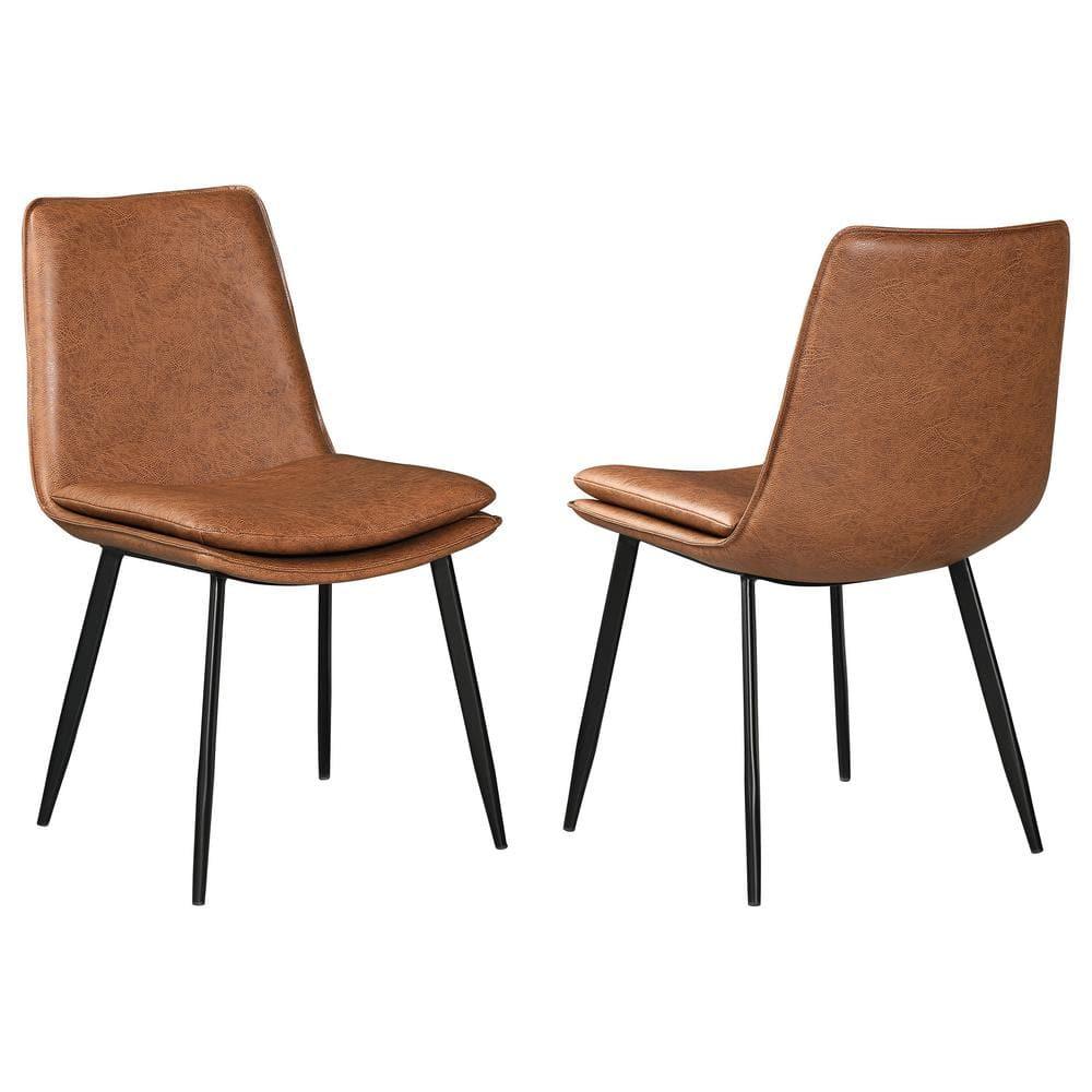 Coaster Ortega Faux Leather Padded Seat Dining Side Chair Coffee
