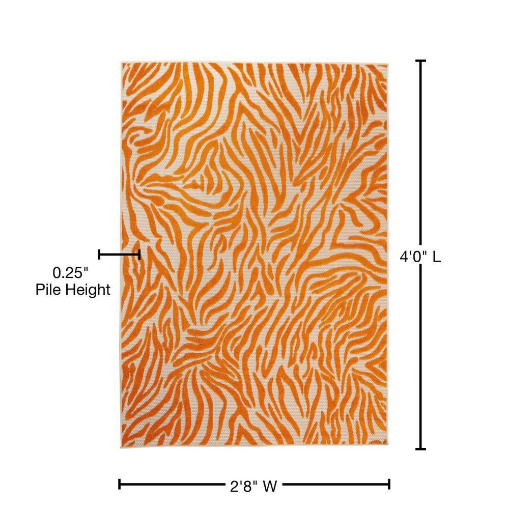 Nourison Aloha Vibrant Zebra Indoor/Outdoor Area Rug Orange 2'8" x 4'