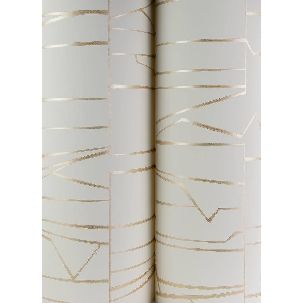 Huntington Gold and White Geometric Stripe Non-Pasted Wallpaper