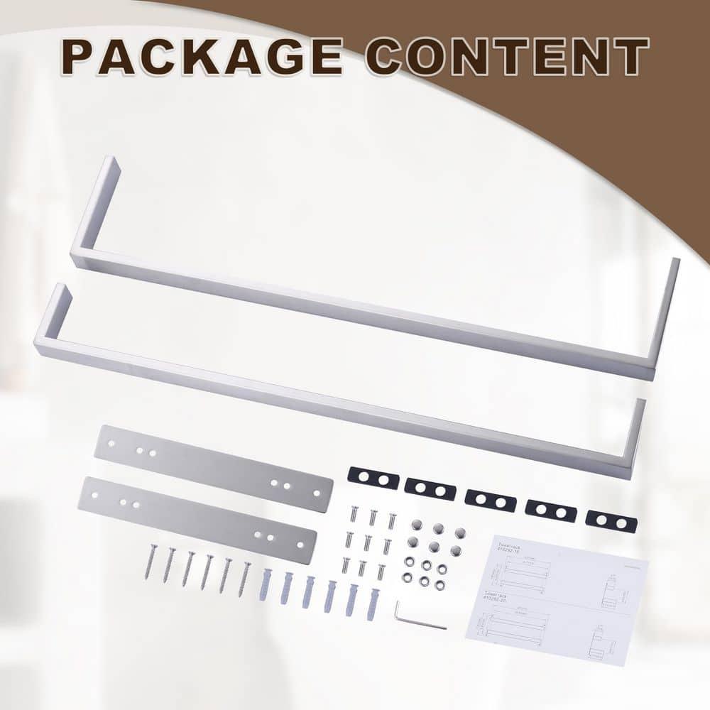 2-Tier Stainless Steel Wall Mounted Square Towel Rack With Concealed Mounting Hardware Staggered Two Rod Towel Rack