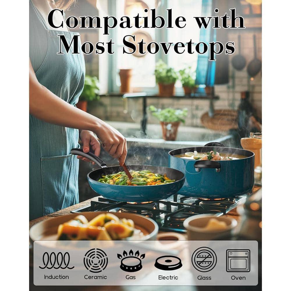 Cook N Home Cook N Home Non-Stick Aluminum Pots and Pans Kitchen Cookware Set 12 Piece