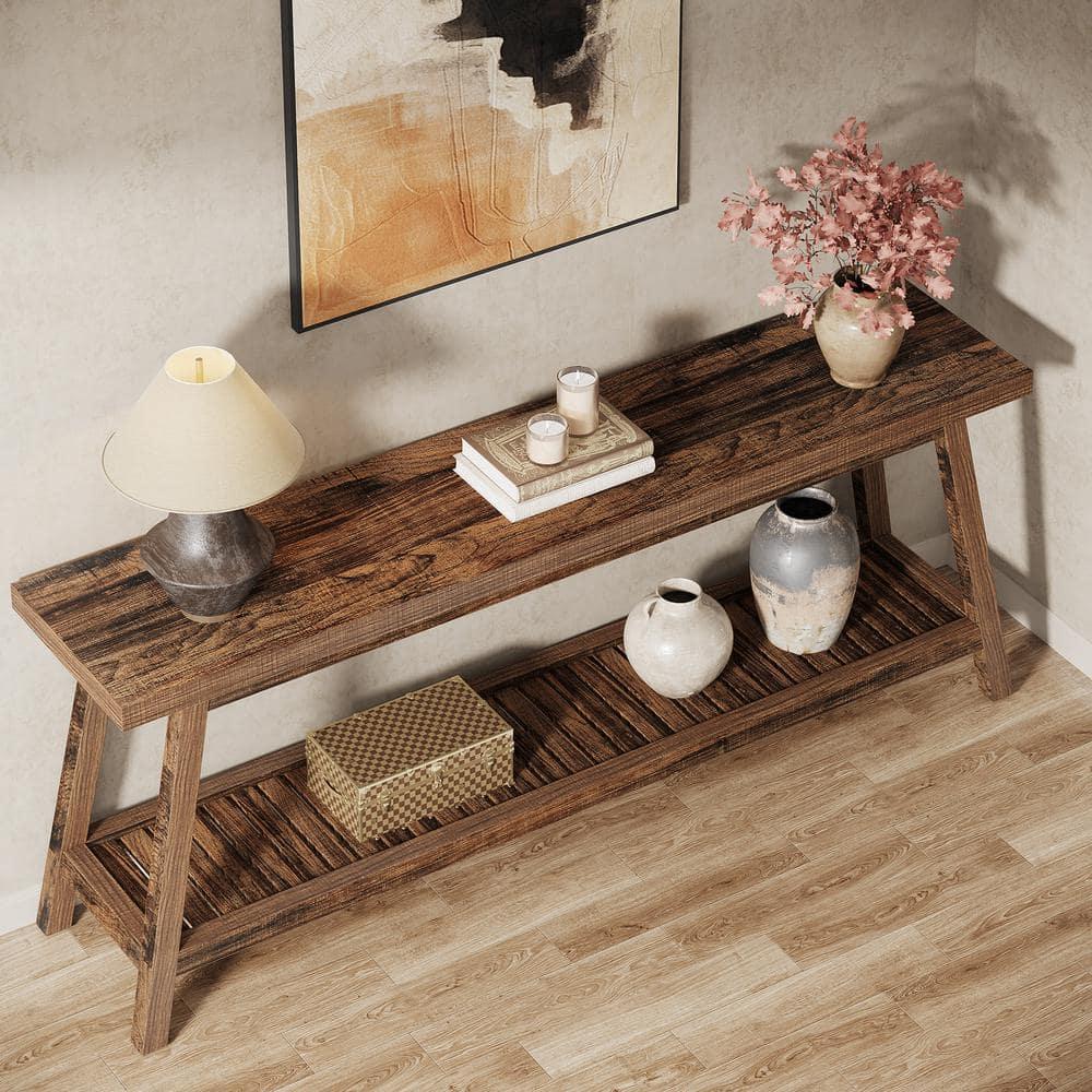Gracie Oaks 70.9-Inch Farmhouse Console for Entryway, 2-Tier Entry Table Sofa Table