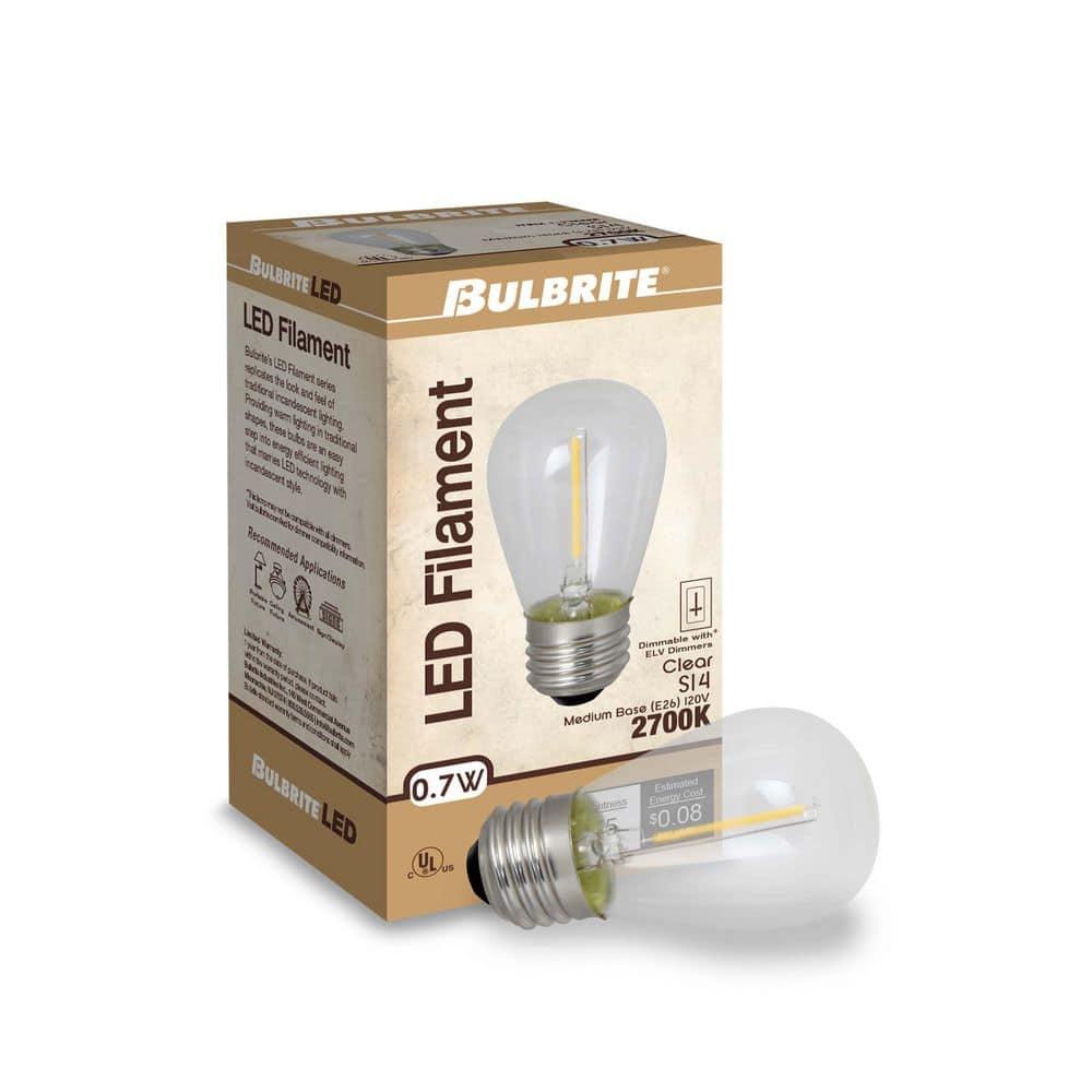 Bulbrite 862154 Pack Of (6) 0.7 Watt S14 Medium (E26) Led Bulbs - Clear