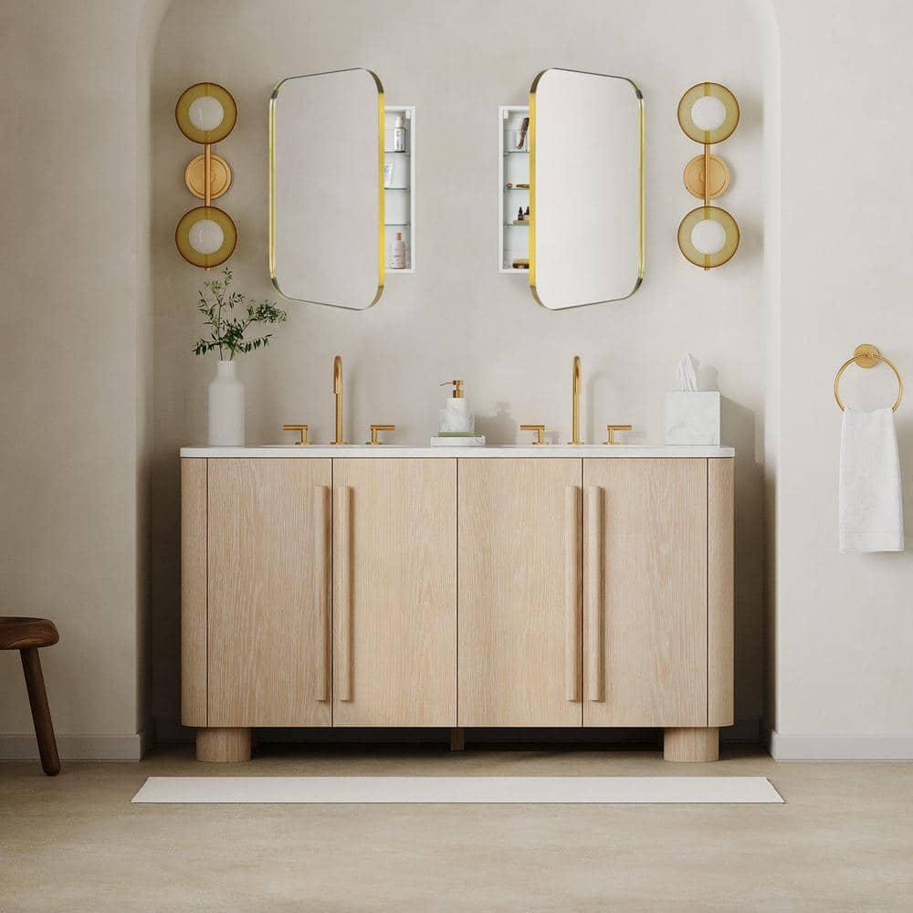 TEHOME Gold Surface and Recessed Mount Rectangular Stainless Steel Metal Framed Bathroom Medicine Cabinet with Mirror, 22'' W x 30'' H