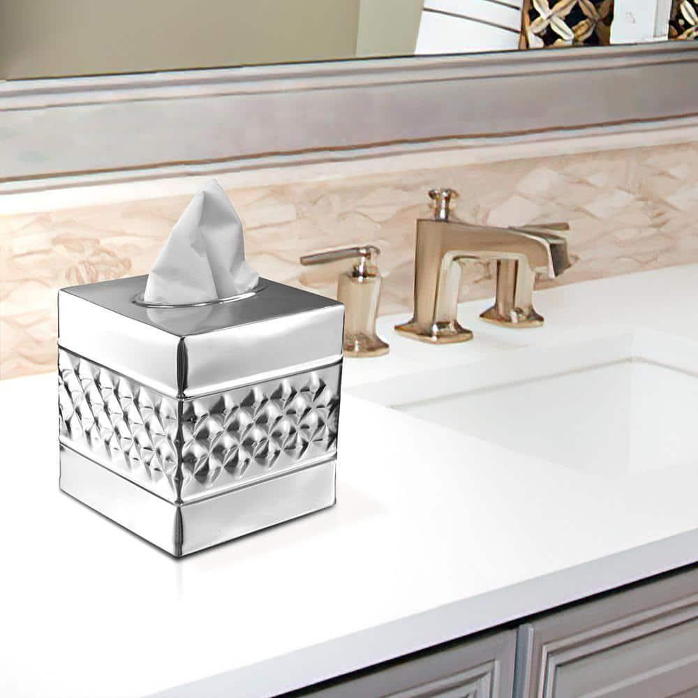 Monarch Abode Geometric Embossed Metal Tissue Box Cover