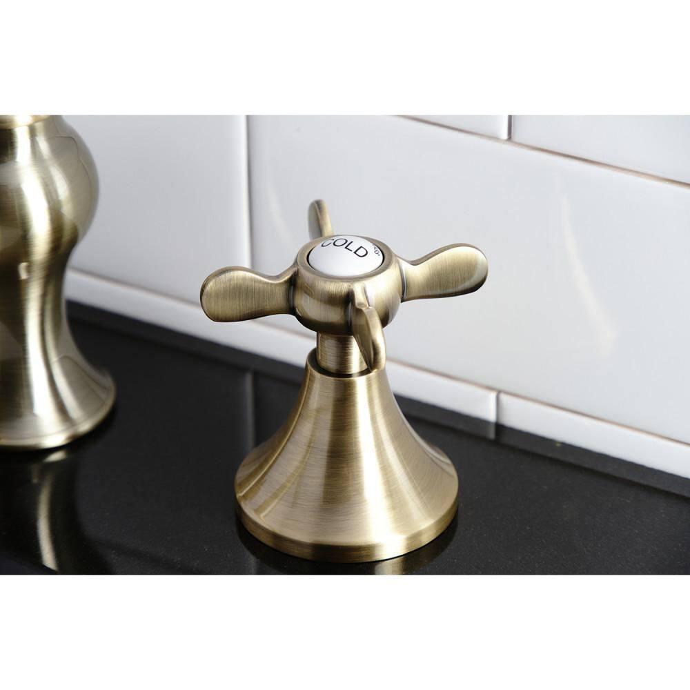 Kingston Brass KC7063BEX Kingston Brass Essex Two-Handle 3-Hole Deck Mount Widespread Bathroom Faucet with Brass Pop-Up Drain