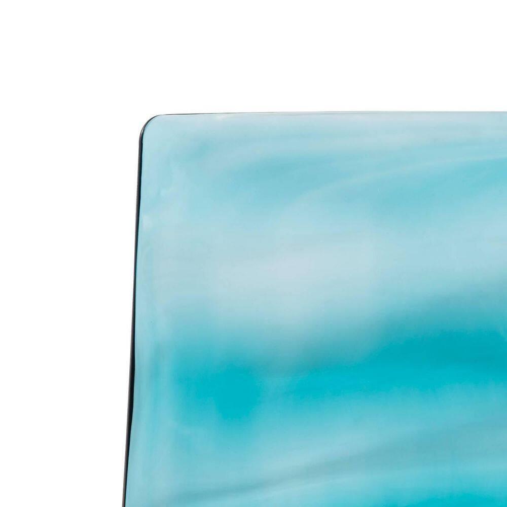 LeisureMod Astor Acrylic Dining Chair with Water Ripple Design and Metal Legs in Transparent Blue