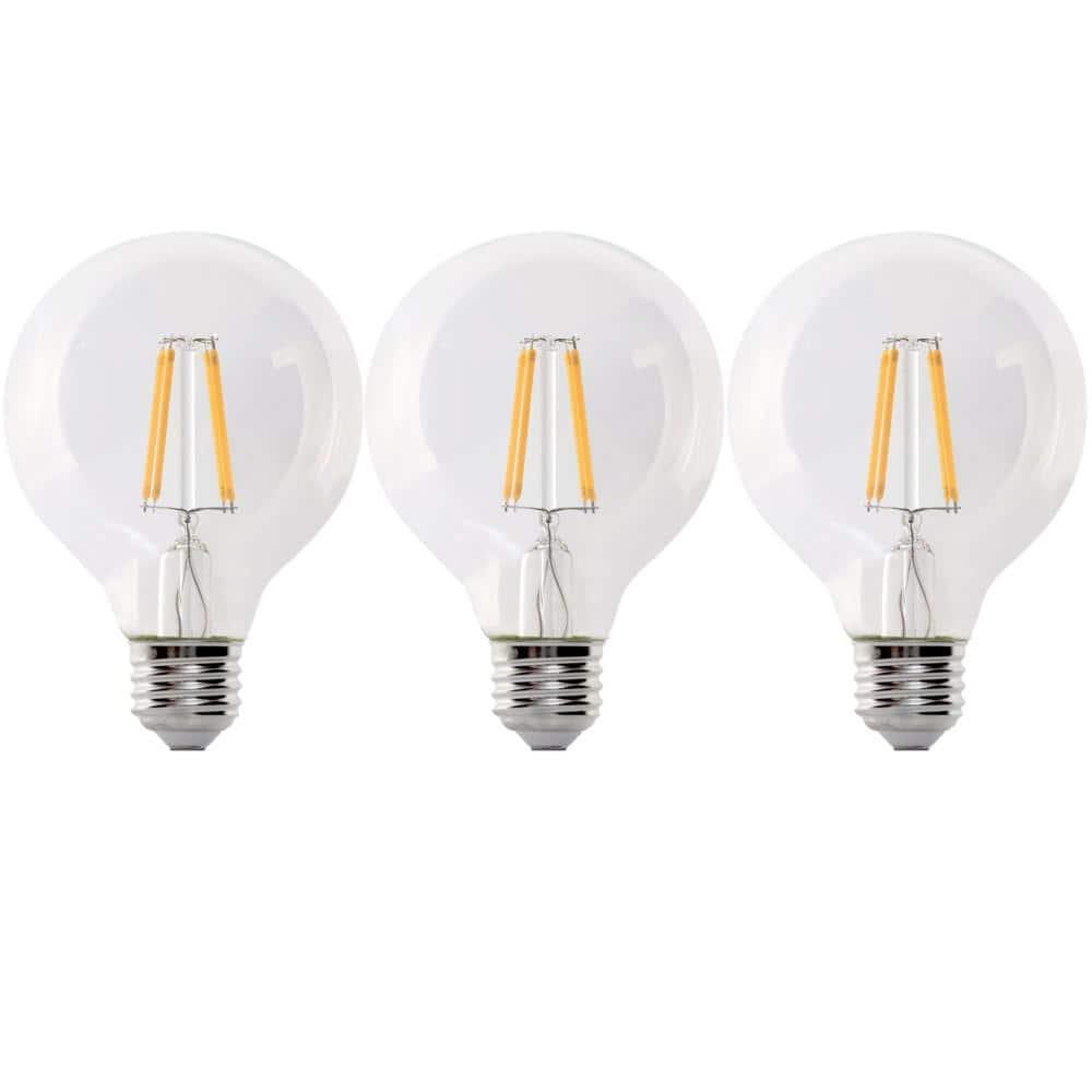 Feit Electric Clear Glass Globe LED Bulbs, Pack of 3