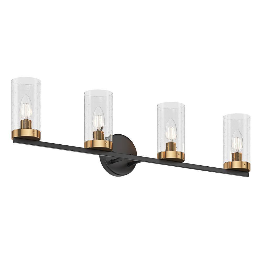 Aiwen 4-Light Bathroom Light Fixtures Modern over Mirror Wall Lamp with Clear Glass Shade Porch Wall Lamp