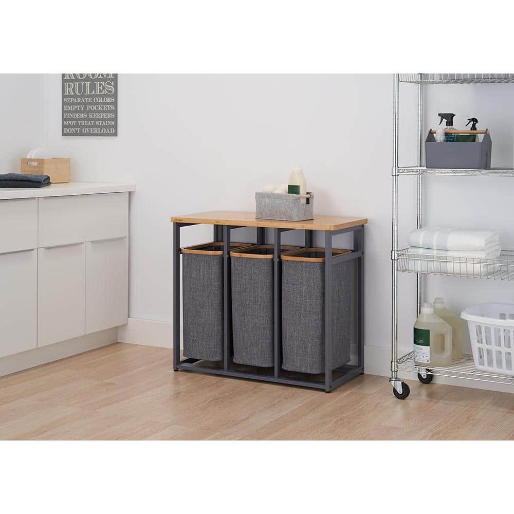 Trinity TRINITY 36 in. H x 30.7 in. H in. x 17.3 in. H Wood (Bamboo) 3-Bag Laundry Sorter